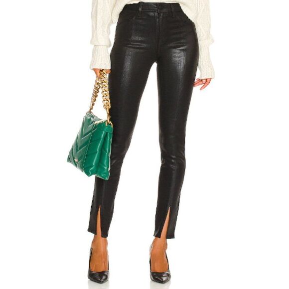 NEW L’AGENCE Jyothi High Rise Split Ankle Jean in Noir Coated Coated Size 25 - Picture 1 of 9